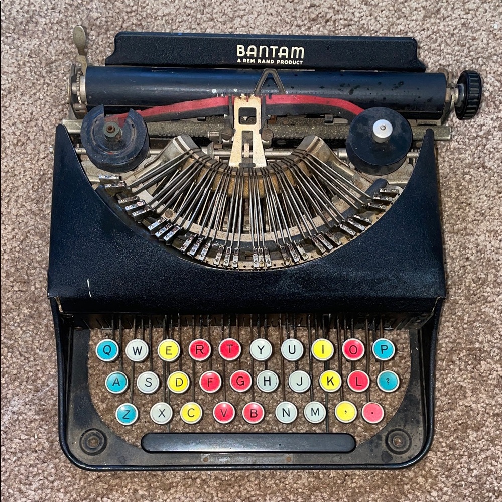 Vintage Bantam Typewriter with Colorful Keys